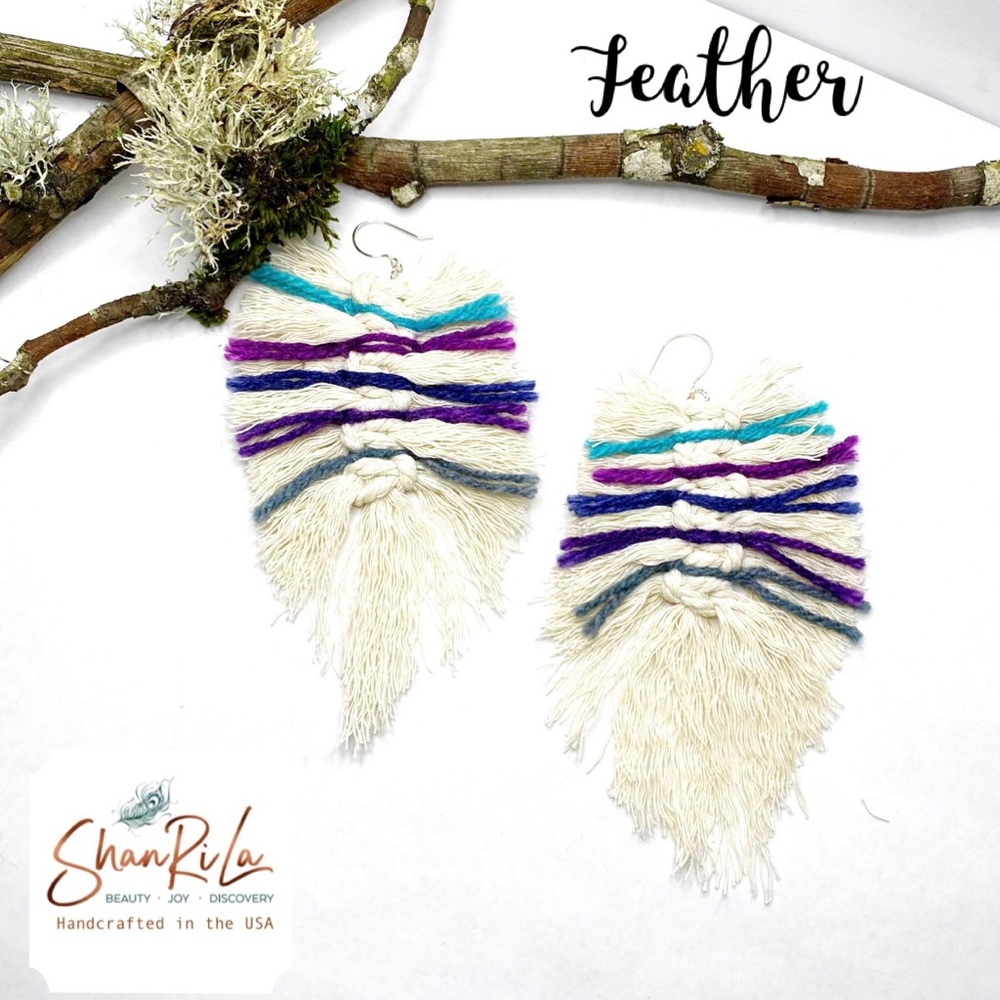 NWT ShanRiLa Macrame Color-block Boho Earrings